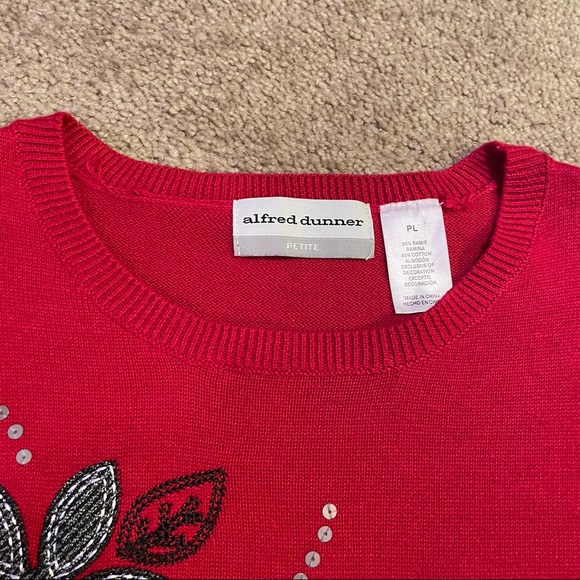 SWEATER - Alfred Dunner red embroidered pullover sweater petite large - Picture 5 of 7